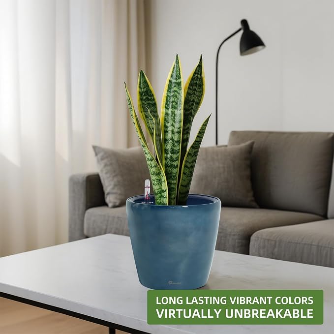 Dexceder 9x8 Inches Self Watering Planter Indoor Outdoor, Inner Pot Design - Image 6