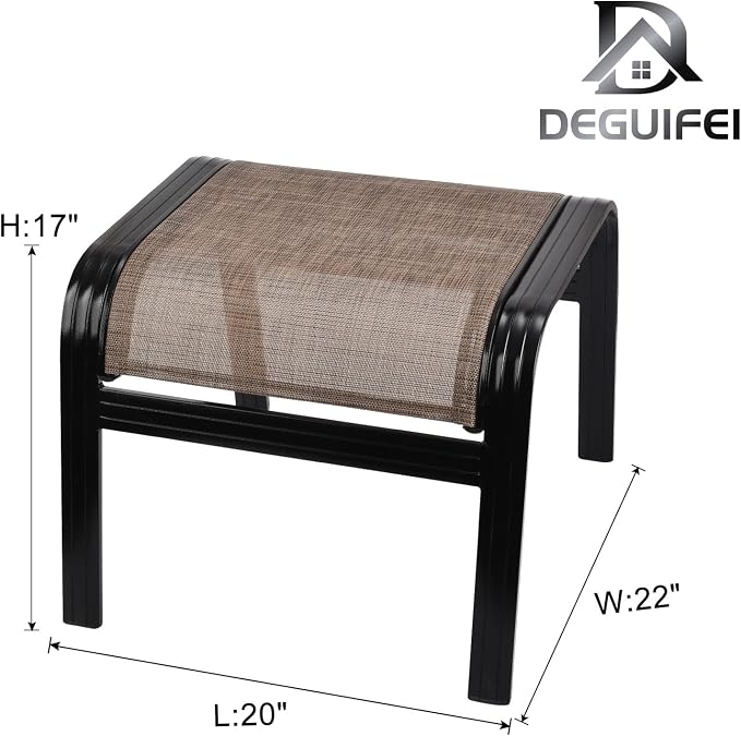 Patio Ottoman Outdoor Footstools Assembled Aluminum Footrest Small Seat - Image 3
