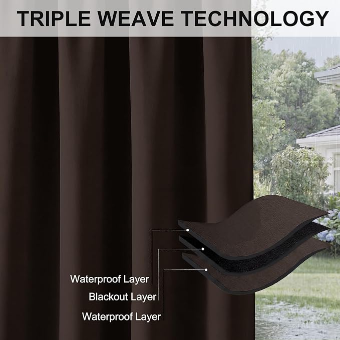 RYB HOME Blackout Curtains Outdoor 1 Panel, Wide 52 x Long 95 inch - Image 6