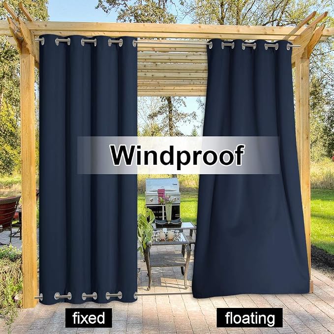 NICETOWN Gazebo Curtains Outdoor Waterproof & Windproof 95 inch Length 2 Panels - Image 5
