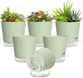 Plant Pots 6 Inch Self Watering Pots, 6 Pack Plastic Planters by SQKH