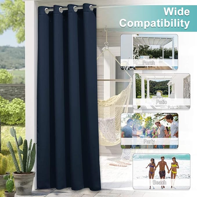 NICETOWN Outdoor Curtainch for Patio Waterproof 140 inch Wide, Rustproof - Image 6
