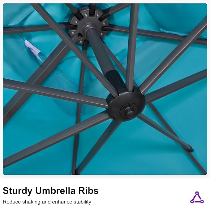 PURPLE LEAF 11.5' X 11.5' Telescopic Patio Umbrella Outdoor Cantilever Umbrella - Image 8