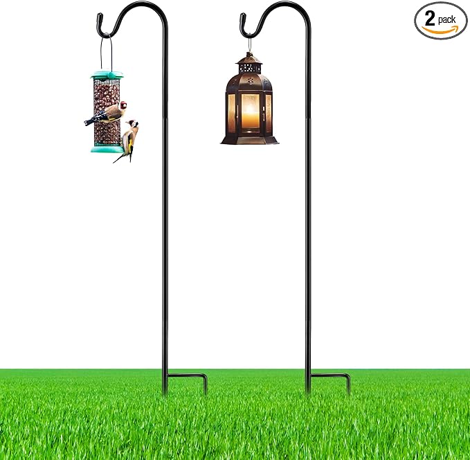 2 Pcs 60 Inch Shepherds Hook for Outdoor Adjustable Bird Feeder Pole Metal by Yetene