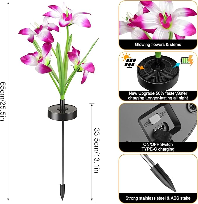 Upgraded Solar Garden Lights, 2 Pack Outdoor Solar Lights, New Round Panel - Image 3