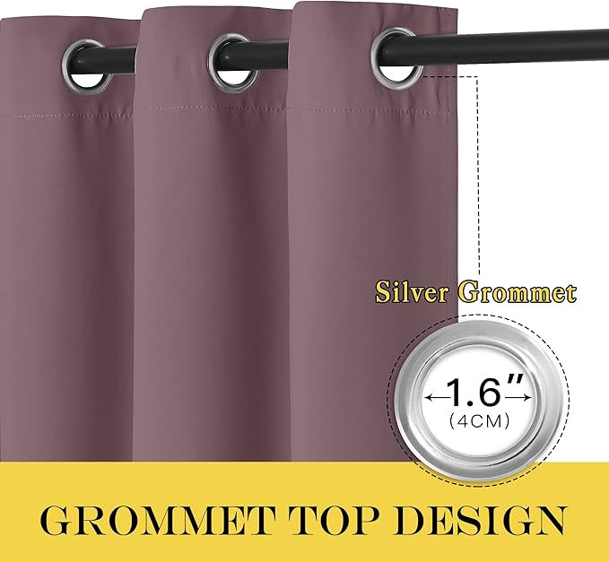 NICETOWN Blackout Dry Rose Curtain 63 inches Long - Image 3