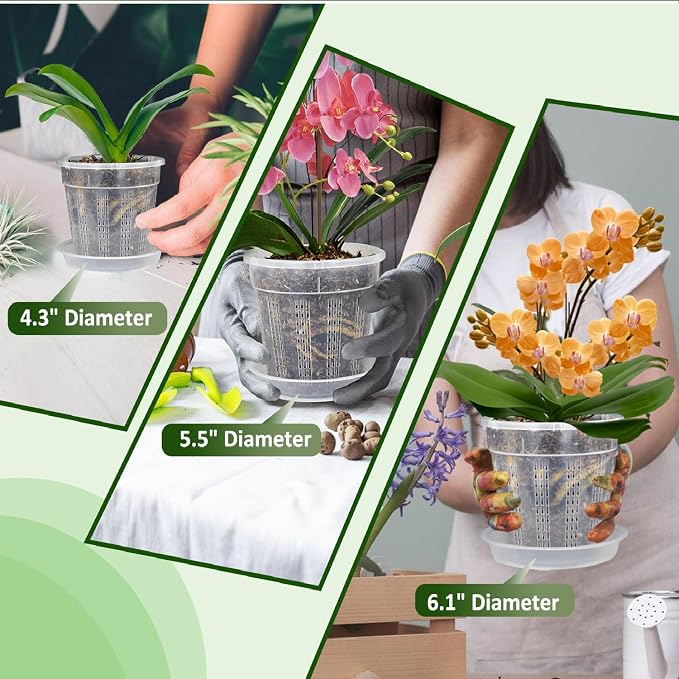 Orchid Pot with Saucers, 6 Packs of 5.5" Orchid Pots with Holes, Orchid Pots - Image 7