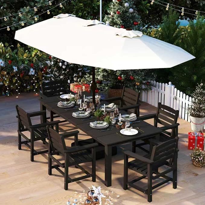 7-Piece Black Outdoor Dining Set - Image 9