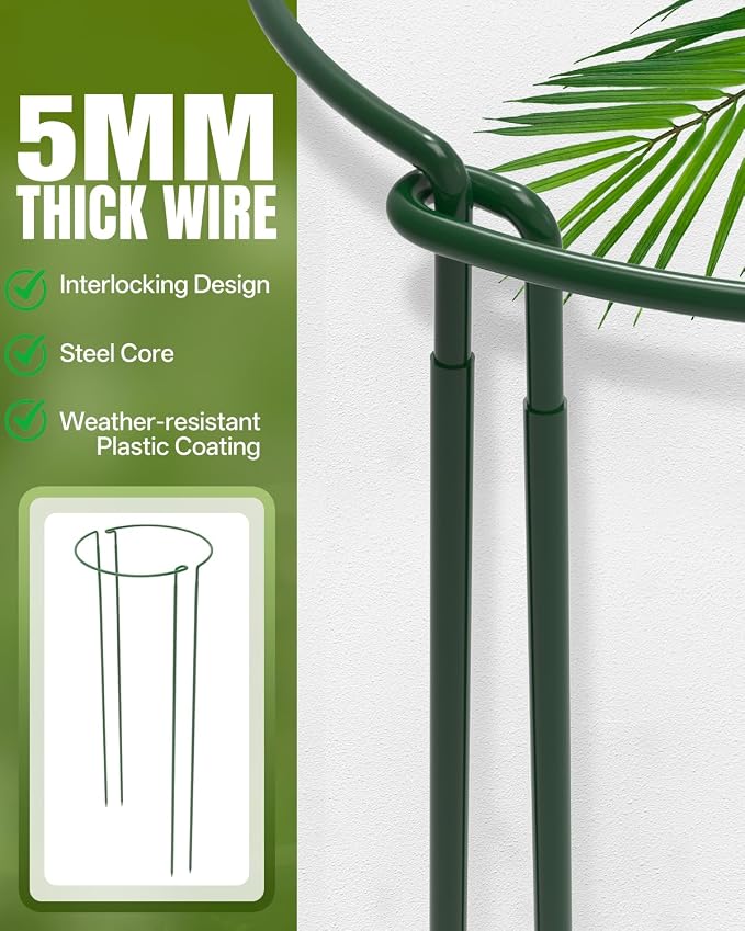 Joyhalo 12 Pack Peony Cages and Supports, 32 Inch Adjustable Plant Stakes - Image 2