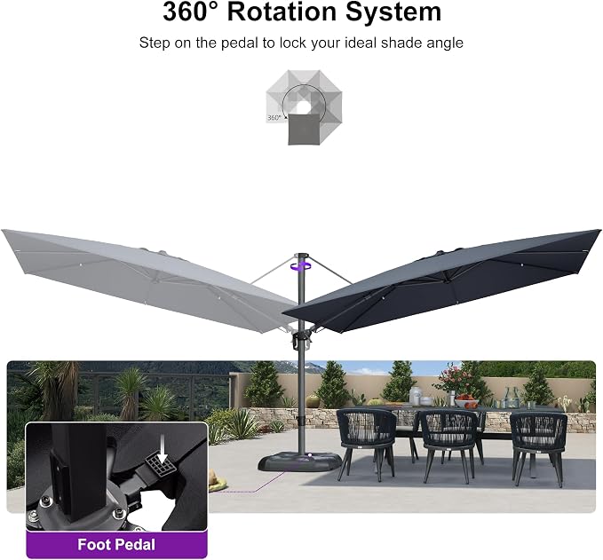 PURPLE LEAF 11.5' X 8.2' Tilting Patio Umbrella - Image 7