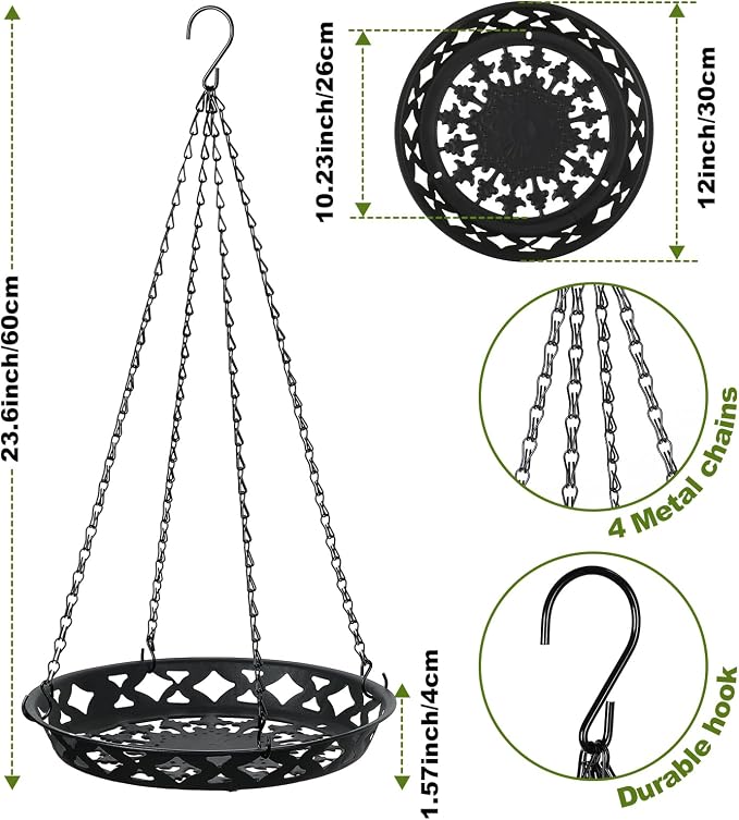 Enhon 6 Pack Metal Hanging Planter, 12 Inch Indoor Outdoor Plant Hanger - Image 4