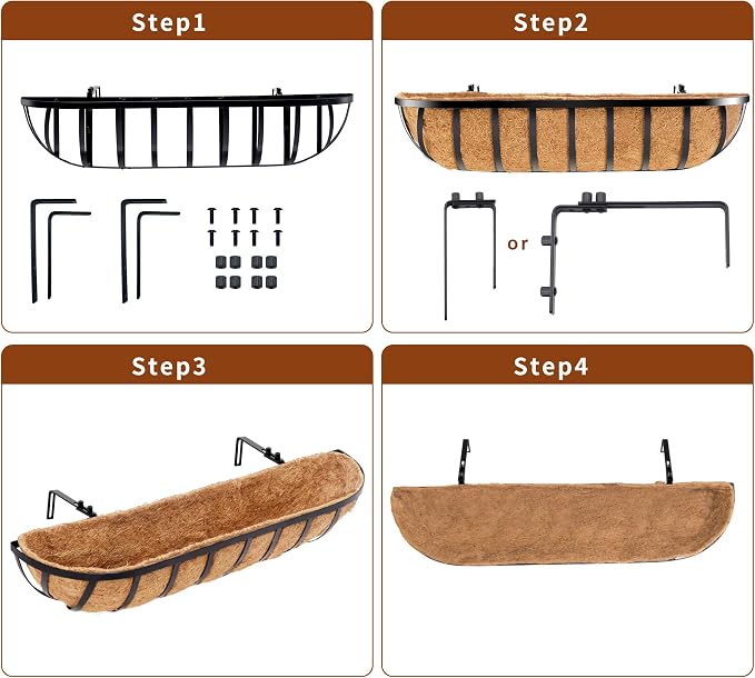 4pcs 24" Window Box Deck Railing Planter - Image 7