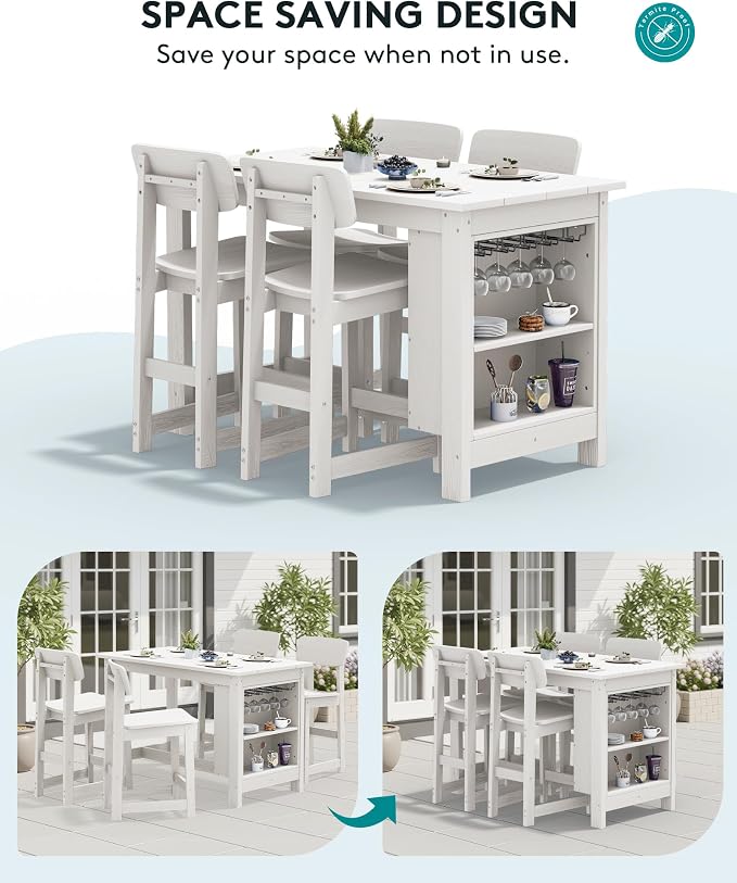 SERWALL 8-Piece HDPE Counter Height Dining Table Sets - Image 6