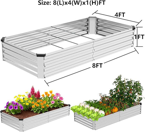 2 Pack 8x4x1FT Galvanized Metal Raised Garden Bed Kit - Image 2