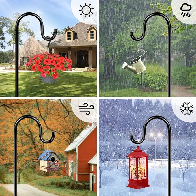 84" Shepherds Hooks for Outdoor, Heavy Duty Bird Feeder Pole - Image 6