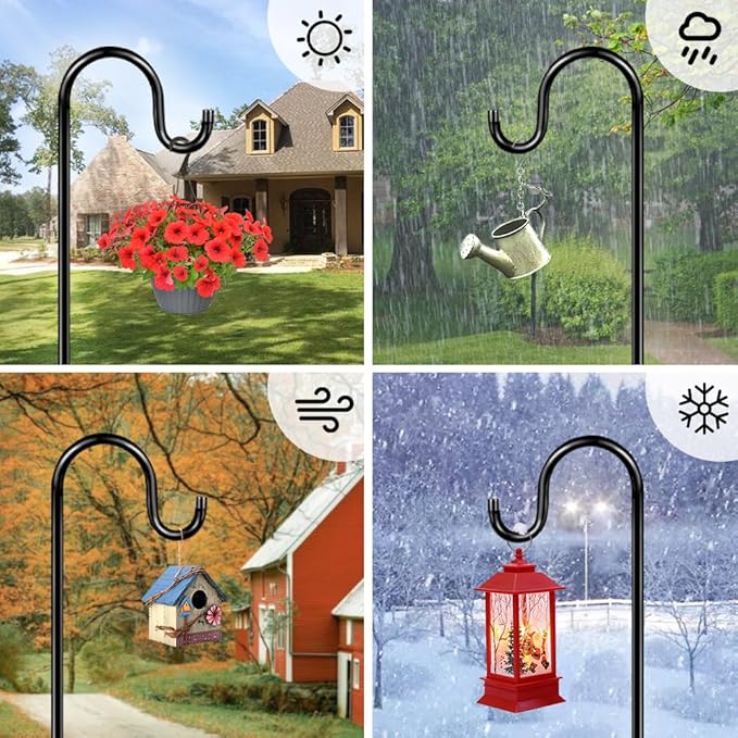 72" Shepherds Hooks for Outdoor, Heavy Duty Bird Feeder Pole - Image 6