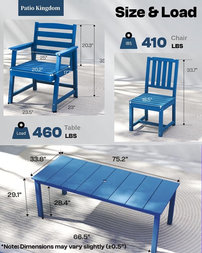 5-Piece Blue Outdoor Dining Set - Image 3