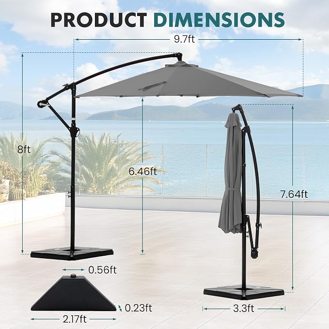 OLIXIS 9.7FT Offset Patio Umbrella - Image 5