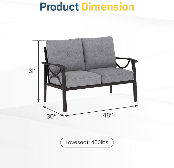 RoyalCraft 2-Pieces Outdoor Patio Furniture Set, Outdoor Metal Sectional - Image 2