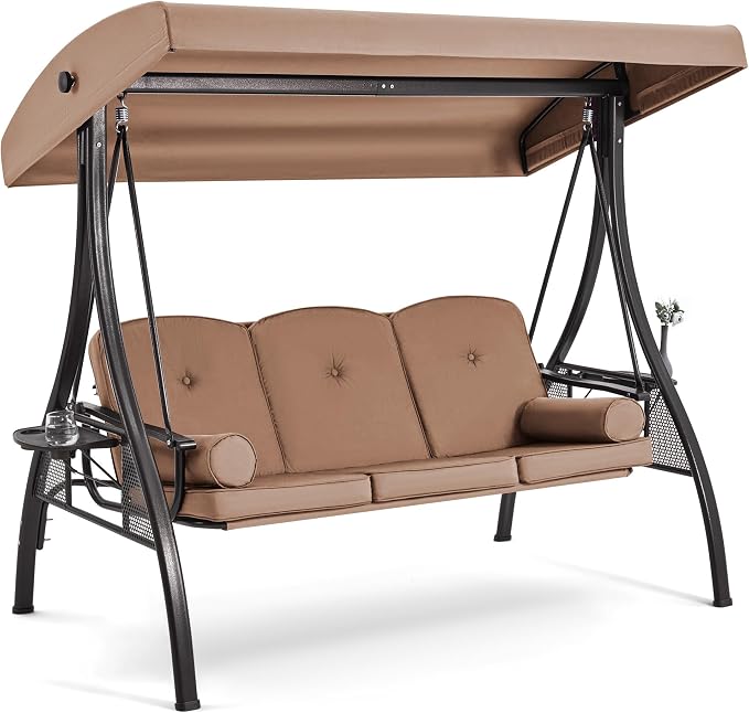 HOMREST 3 Person Outdoor Porch Swing by HOMREST