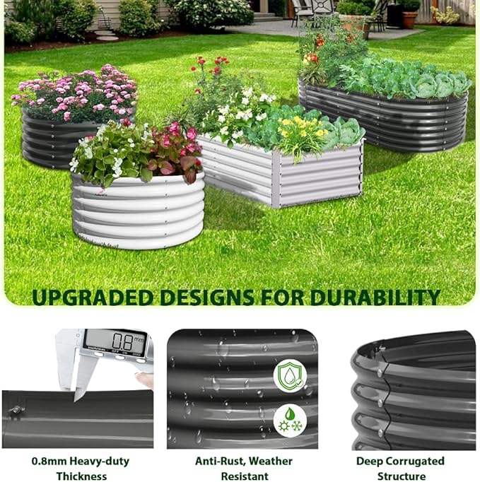 A ANLEOLIFE 8X4X2 ft Galvanized Raised Garden Beds Outdoor, Oval Large Metal - Image 4