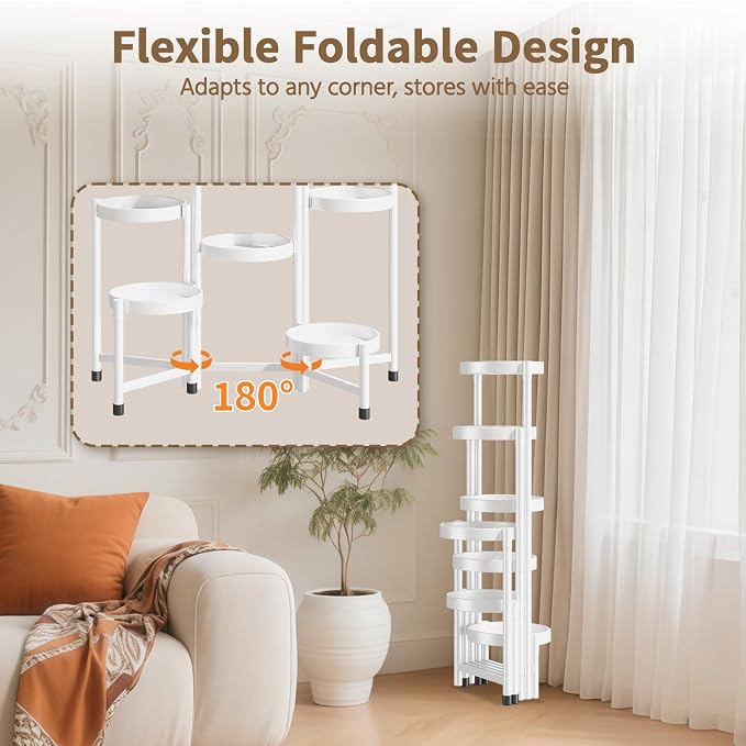 LASZOLA 7 Tiered Folding Tall Plant Stand Indoor - Image 2