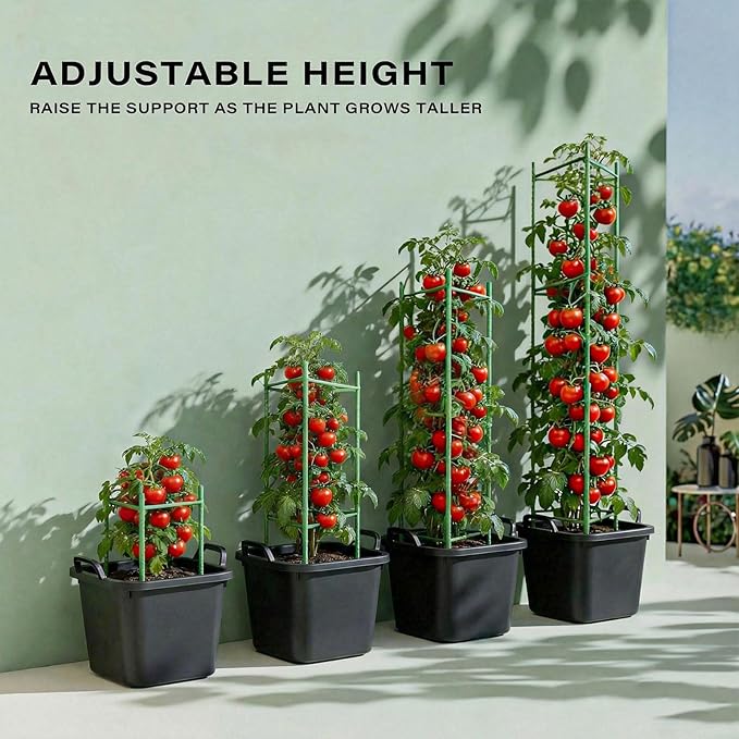 Halatool 63 Inch Tomato Cages, 4 Pack Adiustable Plant Cages Assembled Tomato - Image 3
