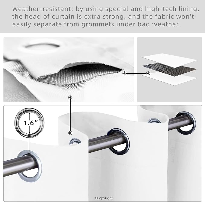 Waterproof Outdoor Curtain W52 x L84 - Image 3