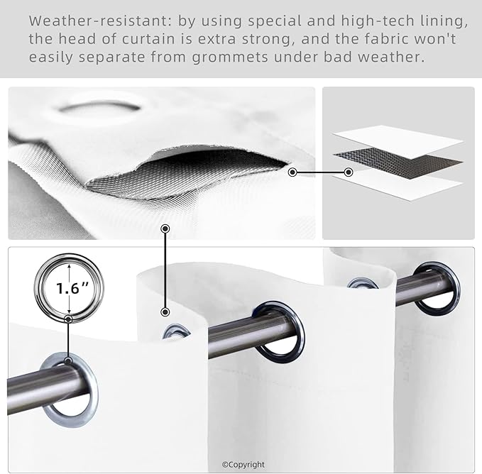 Outdoor Patio Curtain Waterproof Darkening Thermal Insulated Indoor Curtains - Image 3