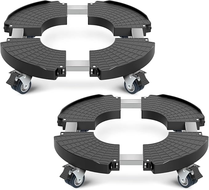sanyi Plant Caddy with Wheels, 2 Pack 8-21" Adjustable Rolling Plant Stands by sanyi