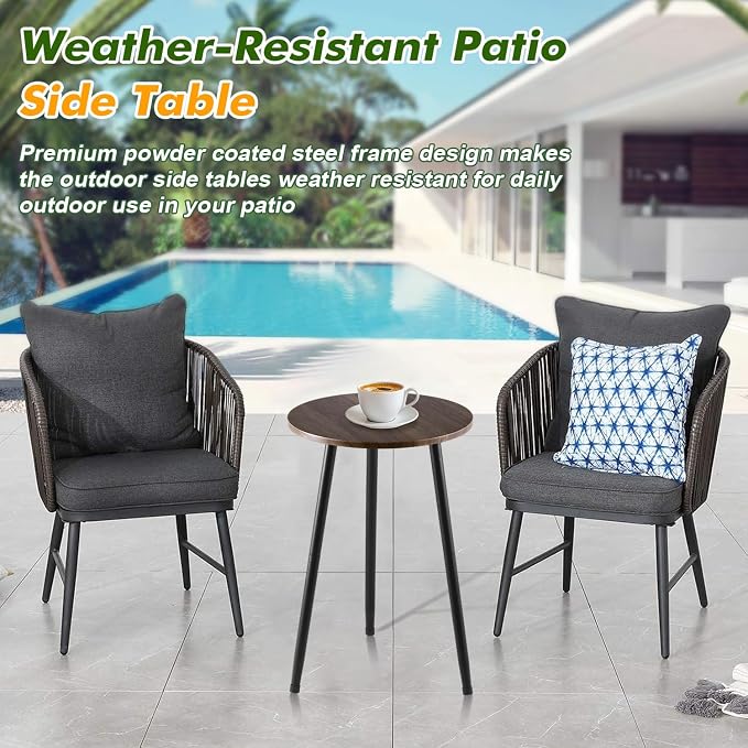 Metal Outdoor Side Tables Set of Two Small Outside Round End Table - Image 5