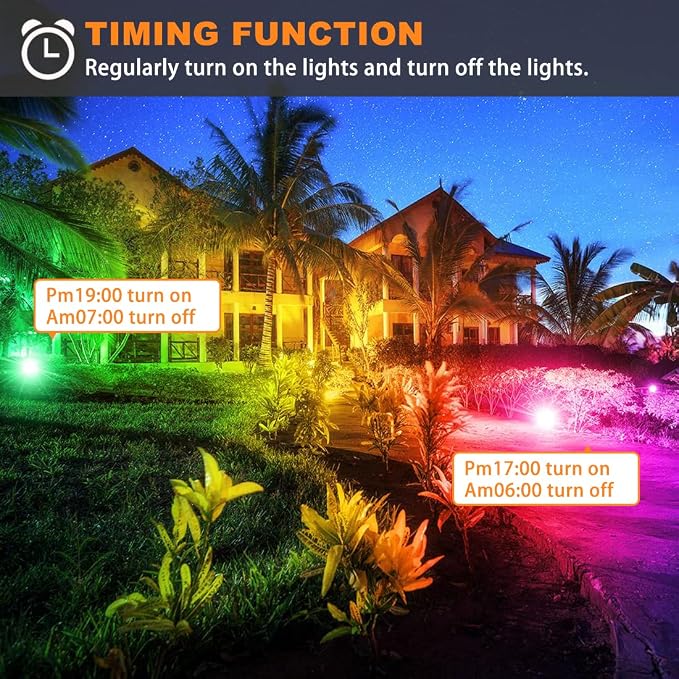 MELPO LED Flood Light Outdoor 800W Equivalent 8000LM Smart RGB Landscape - Image 4