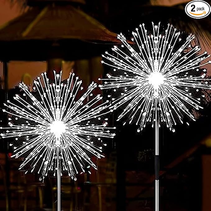 JJGoo Solar Firework Lights, 2 Pack 135 LEDs 2 Lighting Modes Solar Lights by JJGoo