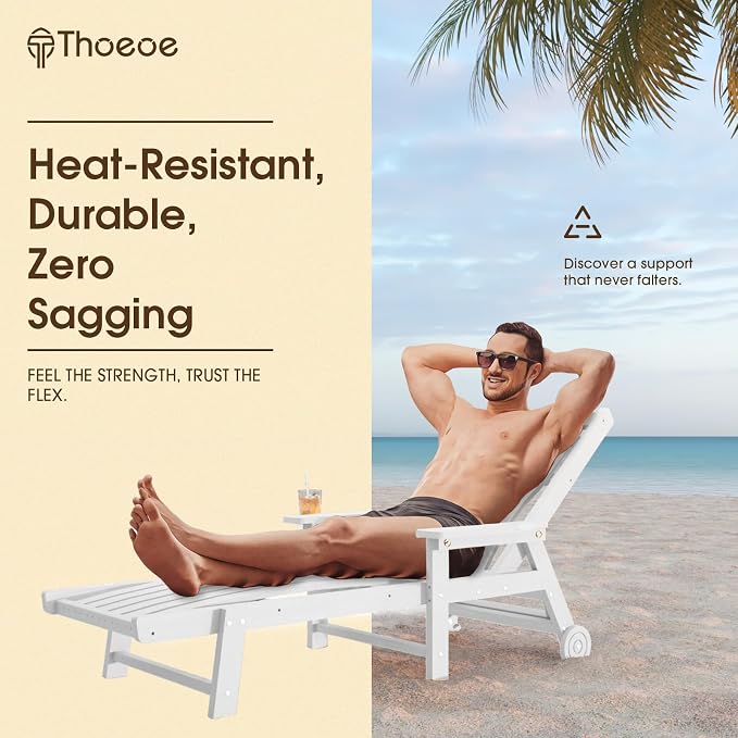 Patio Chaise Lounge Chair Set of 4, Oversized Lounge Chair Outdoor - Image 4