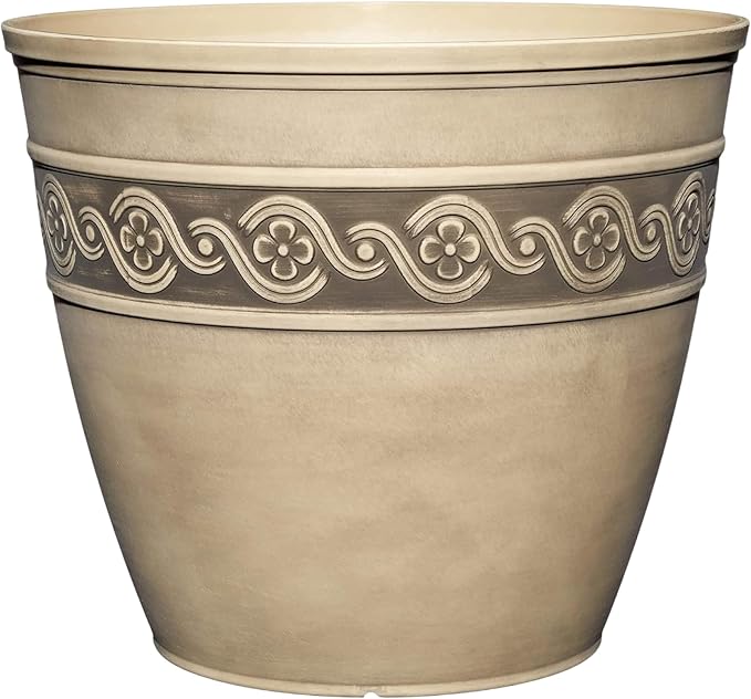 Classic Home and Garden Corinthian Resin Flower Pot Planter, Ivory Ash by ClassicHomeandGarden