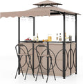Tangkula 3 Piece Patio Bar Set, Grill Gazebo & 2 Foldable Bar Stools by TANGKULA