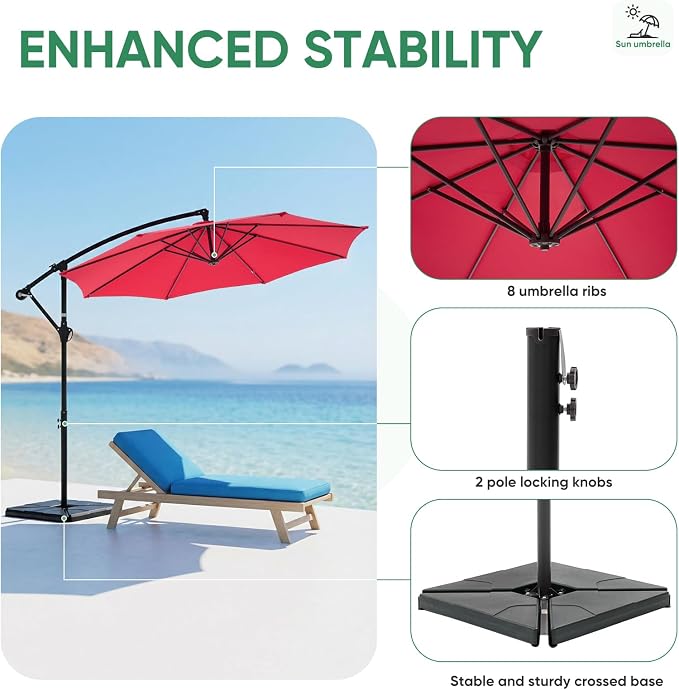 NEWBULIG 10FT Patio Umbrella, Offset Cantilever Outdoor Patio Table Umbrella - Image 4