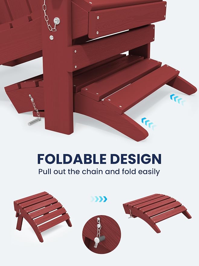 KINGYES Folding Adirondack Ottomans Set of 2 - Image 5
