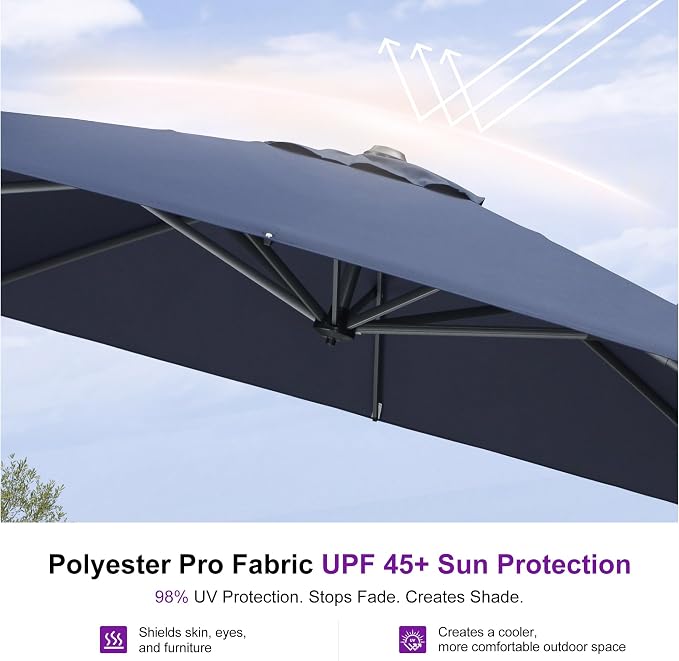 PURPLE LEAF 8 Feet Patio Umbrella Outdoor Cantilever Square Umbrella Aluminum - Image 6