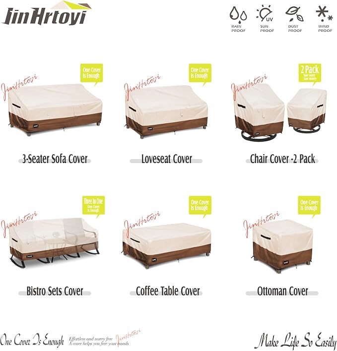 JinHrtoyi Outdoor Chair Covers 2 Pack, 33Wx35Dx36H inches Patio Chair Cover - Image 5