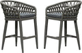PURPLE LEAF Outdoor Rattan 24" Counter Height Bar Stools Chair Set of 2 by PURPLELEAF