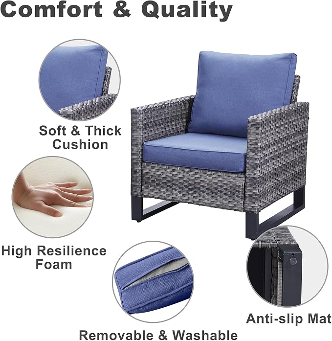 Belord 7 Piece Outdoor Furniture Patio Wicker Sofa Set, Oversize Outdoor Dining - Image 5