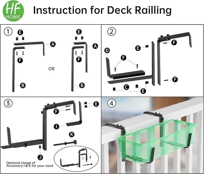 HFHOME 6PCS Adjustable Planter Box Brackets, Brackets - Image 7