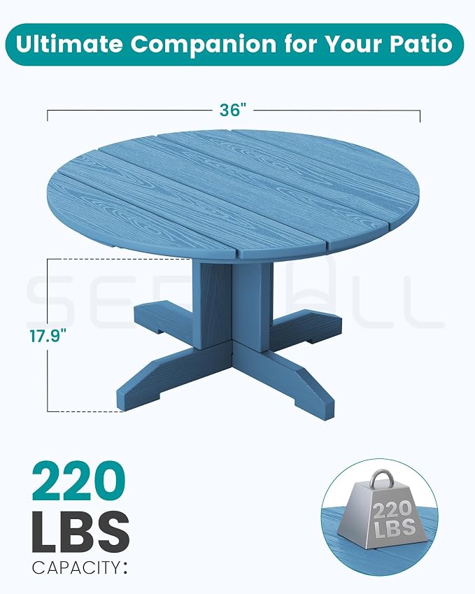 SERWALL 36'' Round Outdoor Coffee Table - Image 2