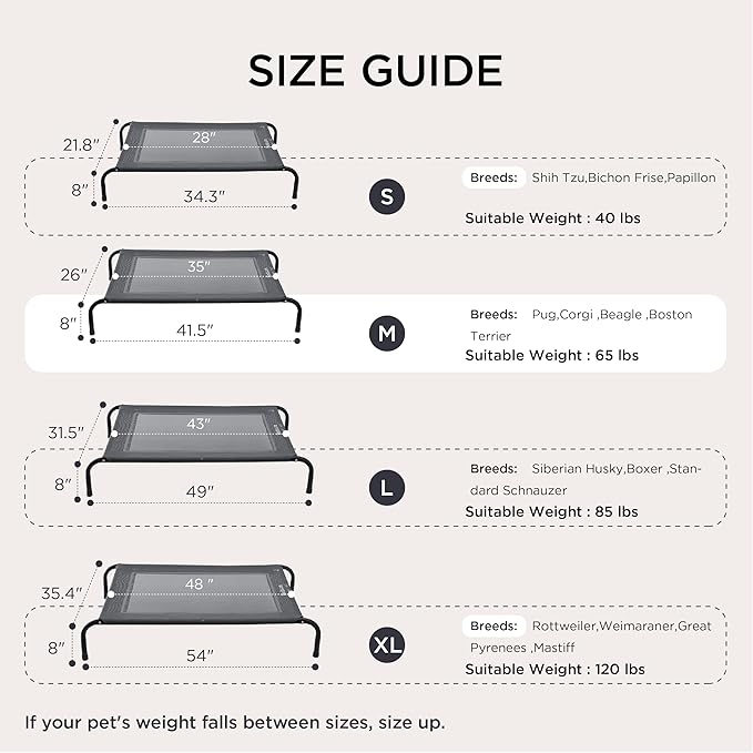 Bedsure Outdoor Elevated Dog Bed Medium Size Dog, Portable Indoor & Outdoor - Image 5