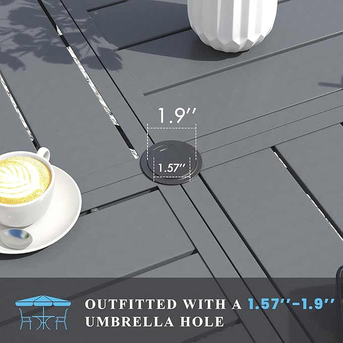 VICLLAX Patio Table and Chair Set of 6, All Weather Metal Round Outdoor Dining - Image 2
