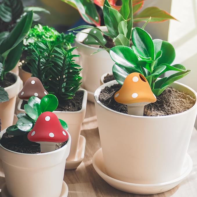 4PCS Terracotta Self Watering Spikes, Mushroom Shaped Self Watering Globes - Image 4