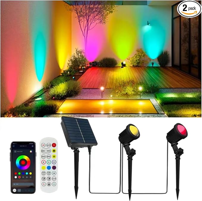 Smart Landscape Spotlights, Solar Low Voltage IP67 Waterproof Outdoor Spot by Unknown