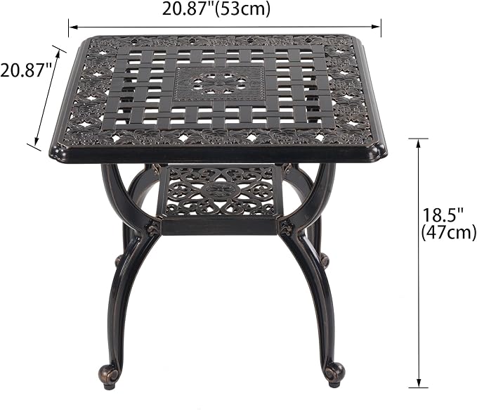 Cast Aluminum Outdoor Side Table, Small Patio Table, Outdoor Coffee Tables - Image 2