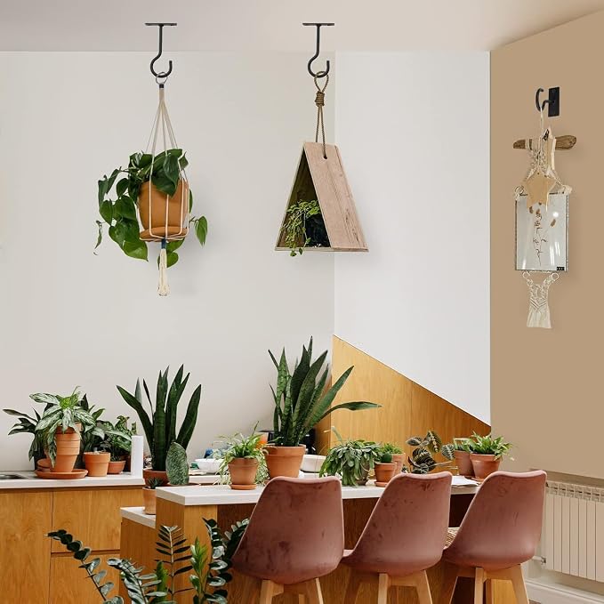 Ceiling Hooks for Hanging Plants 20Pcs Black - Image 3